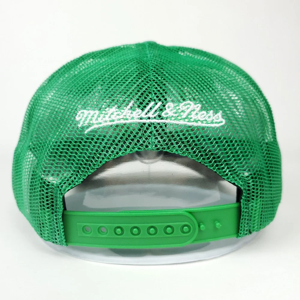 Boston Celtics Mitchell & Ness NBA Trucker Hat 3D Logo‎ Puff Logo Green Cap NWT